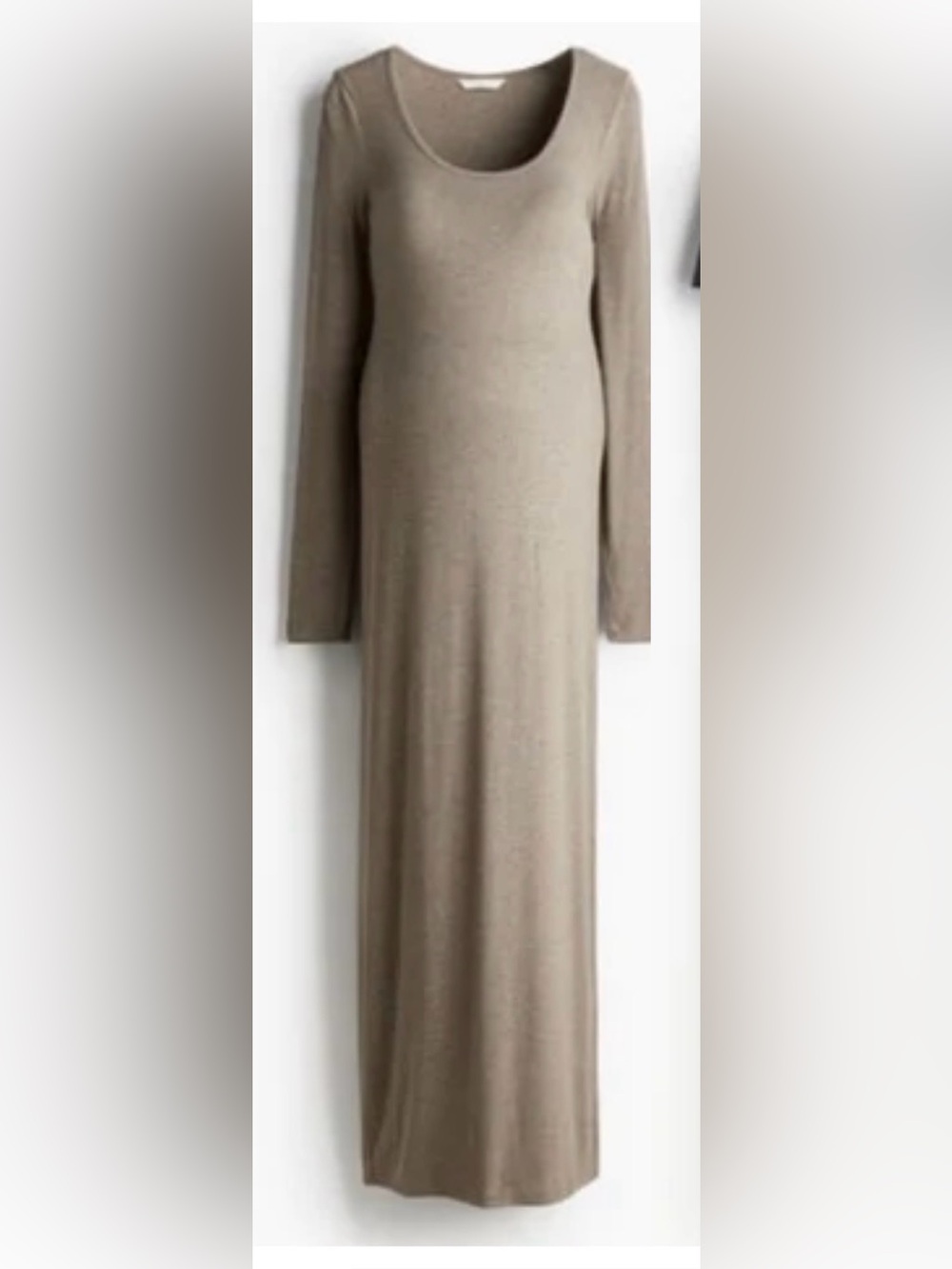 H&M Mama Maternity Long Sleeve Maxi Dress in Taupe